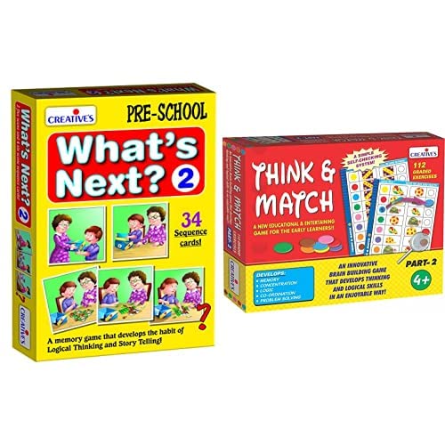 Image of CRE0686 What's Next - 2 Card Game (Multi-Color, 34 Pieces) CRE1059 Think and Match Part-2 Board Game (Multi-Color)