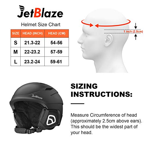 JetBlaze Snow Helmet, Ski Helmet, Snowboard Helmet for Men Women Youth (Black, S)