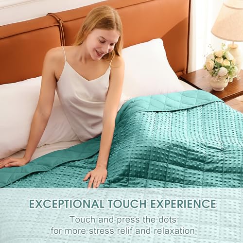 Teal Weighted Blanket for Adults 12lbs, 48"x72", Twin Full Size Cooling Minky Heavy Throw Blanket for 110-130lbs, Soft Winter Thick Big Blankets Weighted Comforter Gift for Sleeping