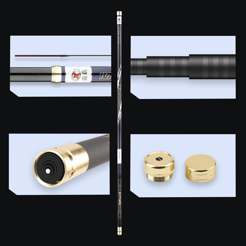 Canna da Pesca telescopica ad Alto Carbonio, 10-15 m, Canna Super Rigida a Sezione Lunga, Canna Manuale ad Alte Prestazioni(12m)