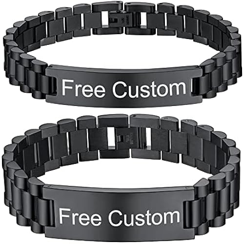 ChainsHouse Wristband ID Bracelets for Men, Stainless Steel/18K Gold/Black Metal Plated, Personalized Engrave Chunky Bracelet Bangle, with Removal Tool, 15MM/15.5MM Width, 8.27-8.66 Inch Length
