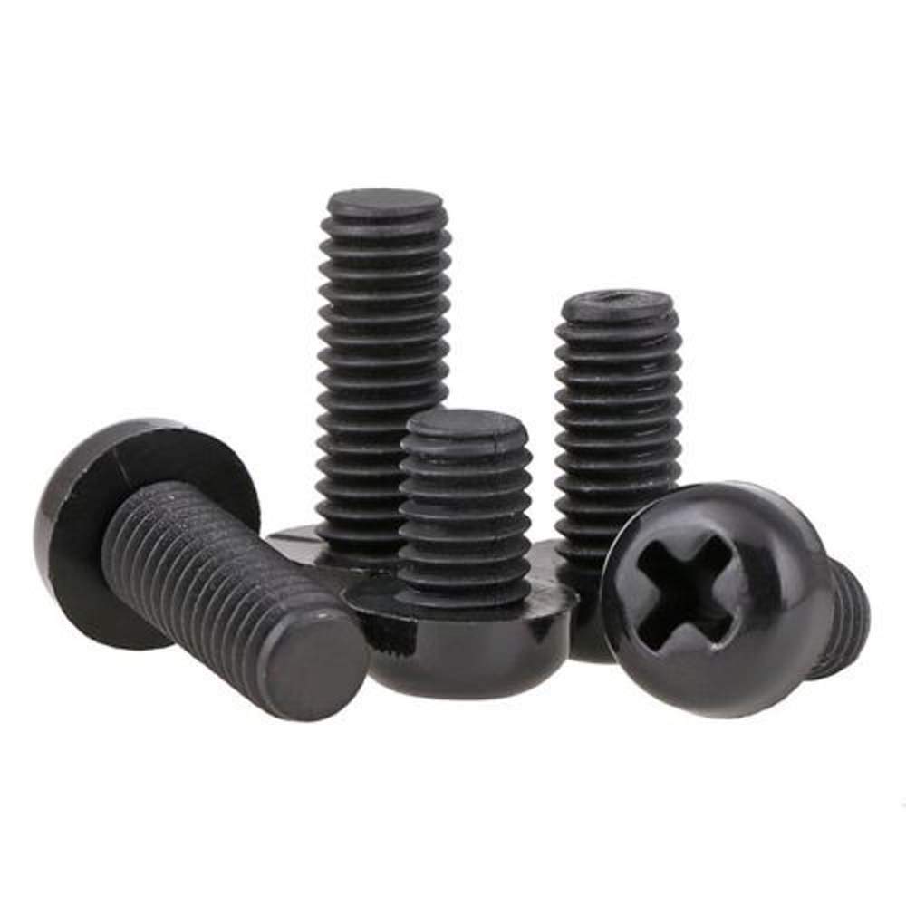 M4 M5 M6 Black Nylon Pan Round Head Phillips Screws Plastic Machine Screws (100Pcs, M5x40mm)
