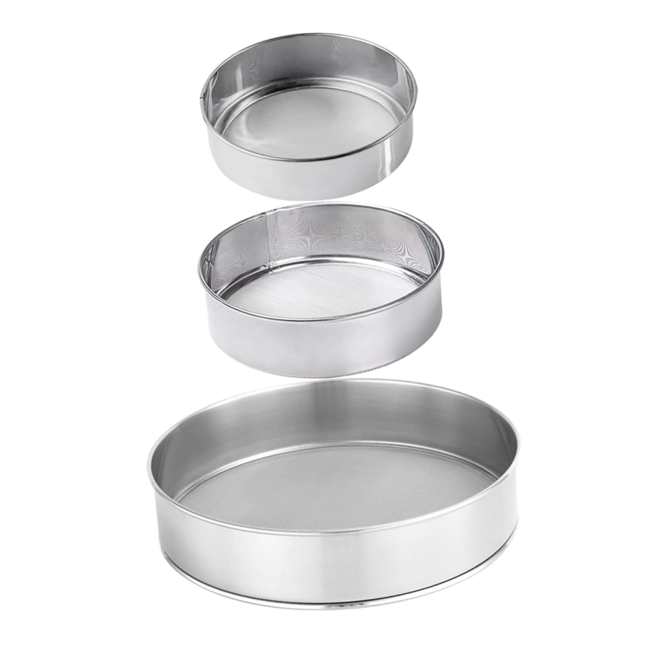 Juego de colador de Mano de Acero Inoxidable de 9 Piezas para Cocina: Malla Fina, diseño Grueso, tamiz de Pasteles, tamiz de harina, colador de Mano y más