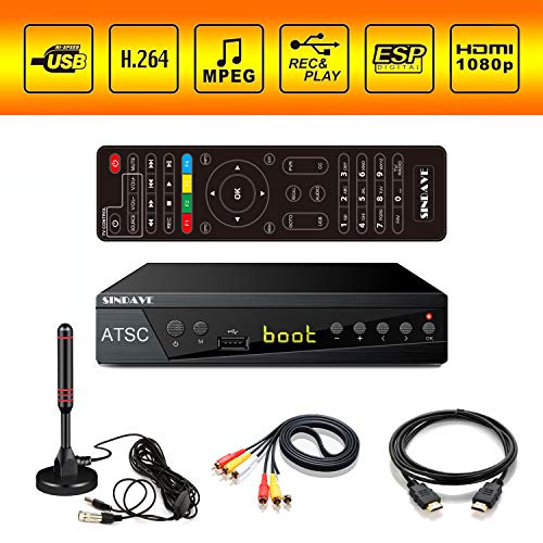 Digital TV Converter Box, HDTV Digital Converter for Analog TV, Sindave HD 1080P TV with Recorder, ATSC HDTV Digital Converter with Tuner, Pause Live (ATSC Tuner)