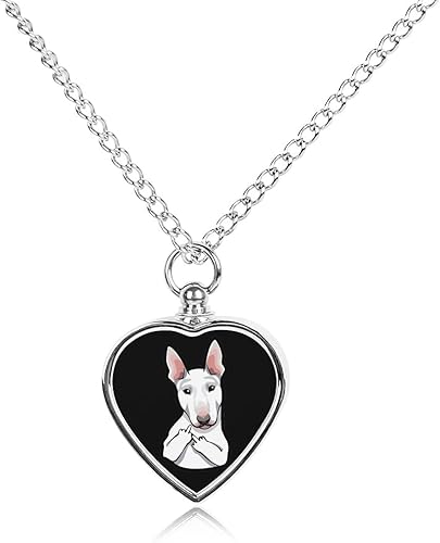 Dog Bull Terrier con dedo medio, collar de urna para mascotas, para perros, gatos, cenizas, colgante conmemorativo, joyería de recuerdo para hombres