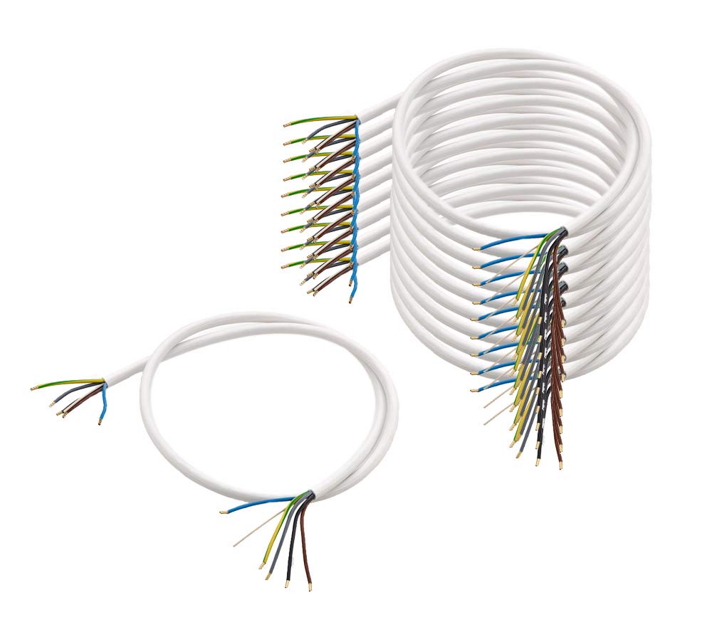 10er Set Herdanschlussleitung 1500 mm 5-polig Querschnitt 1,5 mm² mit Aderendhülsen/Anschlussleitung 2 / Stromleitung