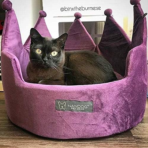 review NANDOG Pet Gear Crown Cozy Round Dog and Cat Bed Collection Washable Indoor Pet Bed for Small Breeds -Soft Bed Fits in Crate or Kennel - Made of Ultra Soft Micro-Plush Material (Purple)