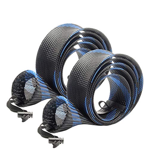SF Standard Spinning Rod Sock Fishing Rod Sleeve Rod Cover Braided Mesh Rod Protector Pole Gloves Fishing Tools for Spinning Fishing Rod (Blue/2PCS)