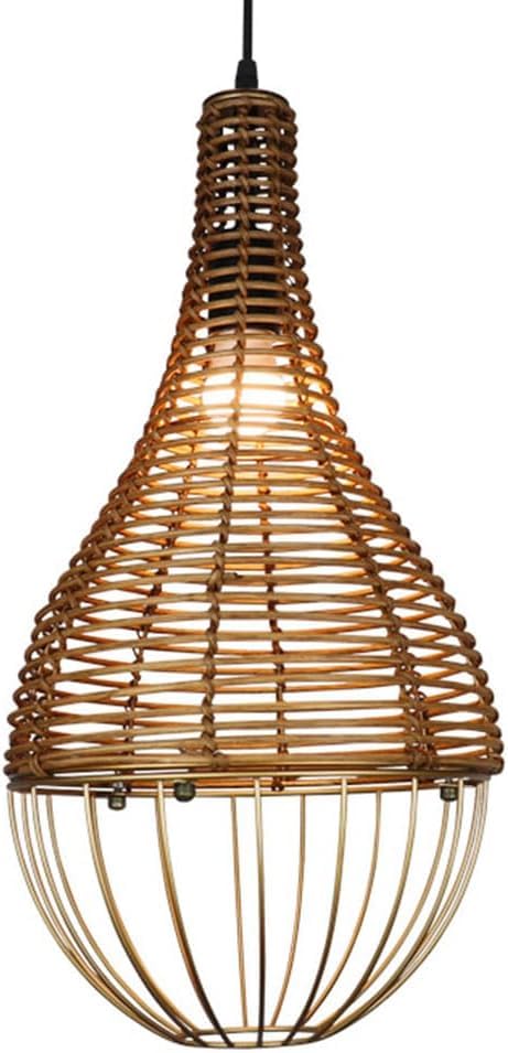 Lámpara de Techo Retro de ratán marrón para Cocina, lámpara Colgante de Rural, rústico, de bambú Tejido a Mano, para Comedor, iluminación Interior, japonés, Creativa, para Mesa d
