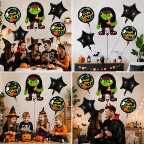 Image of 5 pcs Halloween Theme Foil Balloons, for Halloween Decorations