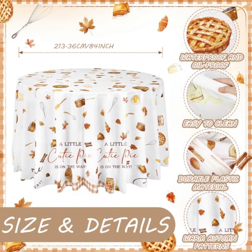 Image of Ganeen 6 Pcs A Little Cutie Pie is On The Way Plastic Tablecloths Fall Pie Baby Shower Table Cover Decoration 84 Inch Plastic Round Table Covers Fall Harvest Tablecloths Bulk for Baby Shower Party