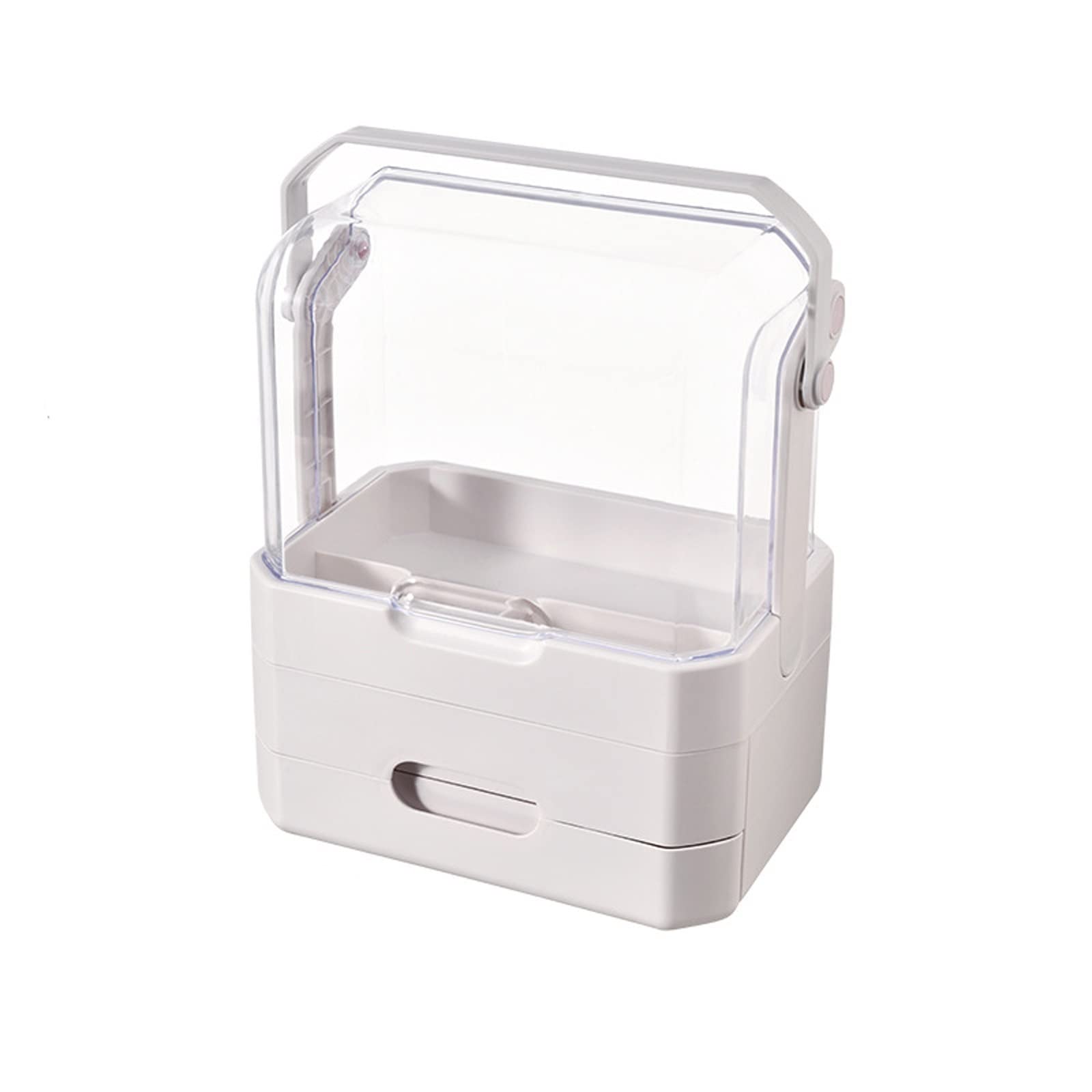Scatola portaoggetti cosmetica per Organizer per Trucco con Coperchio Trasparente e Maniglia Portatile, Ideale per comò da Camera da Letto da appoggio del Bagno (Color : B)