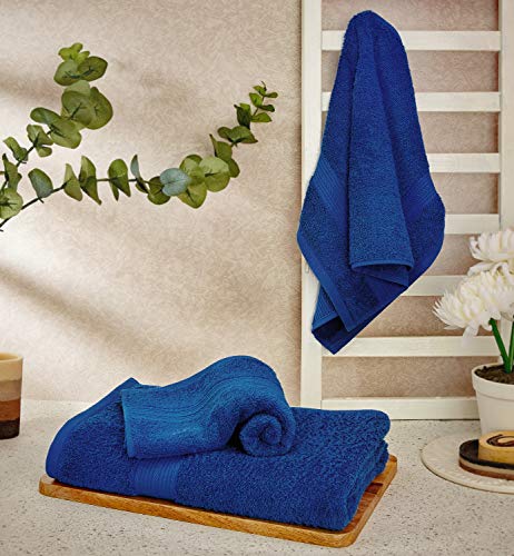 Image of Amazon Brand - Solimo Towel Set | 100% Cotton | 3 Piece | 500 GSM | Soft & Highly Absorbent (Iris Blue)