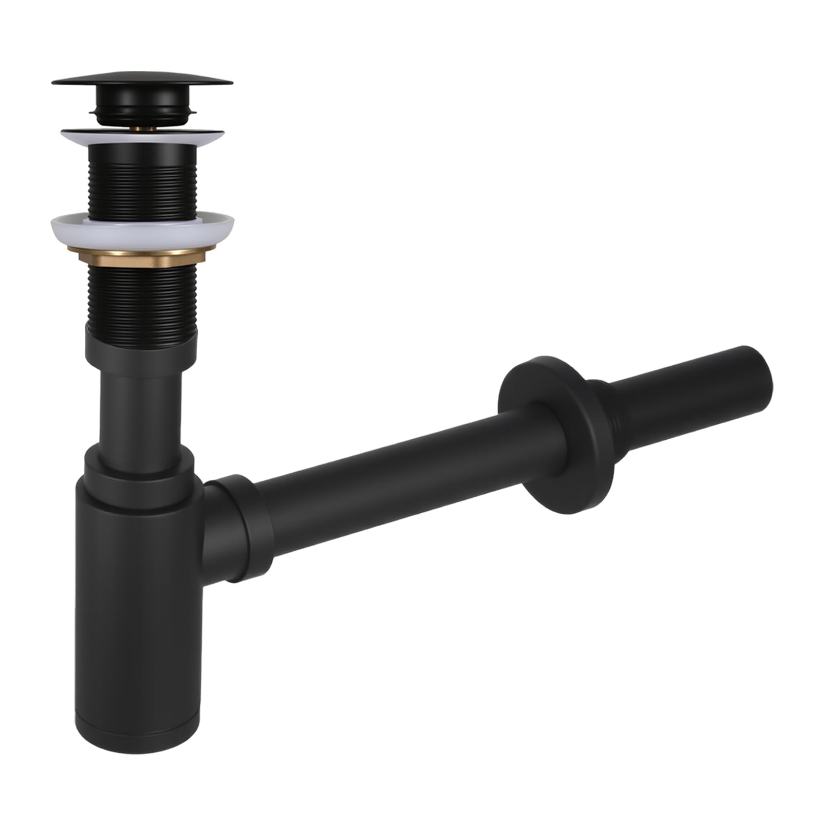 Sifón lavabo desagüe sin rebosadero – Acero inoxidable 304 Universal Sifón Lavabo Baño, Sifón Sifón Pop Up Desagüe, Sifón de Fregadero, Negro