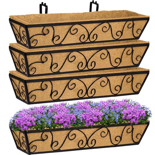 HFHOME 30 Inch Window Deck Boxes with Coco Liners for