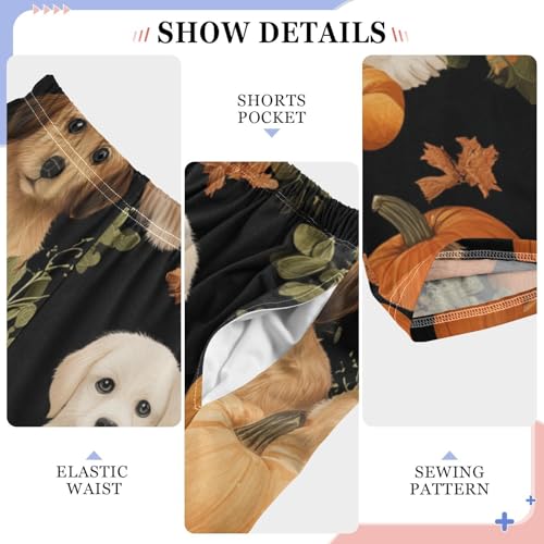 Terrier Dog Pumpkins Boys Long Pants Soft Trousers Elastic Waist Kids Lounge Bottoms with Pockets S-XL4