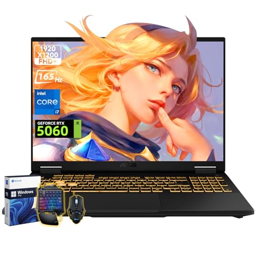 Image of ASUS TUF F16 Gaming Laptop, NVIDIA RTX 5060 (Beat 4070), Intel 14th Core i7-14650HX, 16 inch 1920x1200 FHD+ 165Hz Anti-Glare LCD, WiFi 6E, Backlit KB, 64 GB DDR5, 8 TB SSD, Windows 11 Pro, Accessories