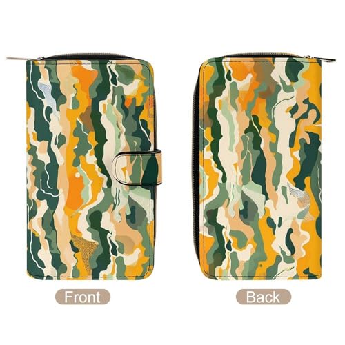 Yellow Green Camouflage Women's Wallets Leather Fold Clutch Wallet Credit Card Holder Ladies Travel Purse3