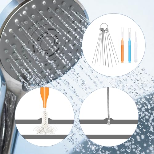 Image of 60pcs Shower Head Cleaner Tools Kit, 2 Designs Shower Head Cleaning Brushes Multi-Size Showerhead Anti-Clogging Cleaner Picks for Bathroom Small Hole Nozzle Gaps Slot (Orange, Blue, White)