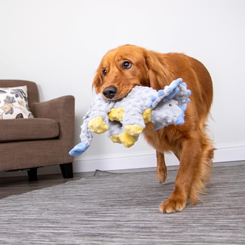goDog Dinos Frills Squeaky Plush Dog Toy, Chew Guard Technology - Gray, Large