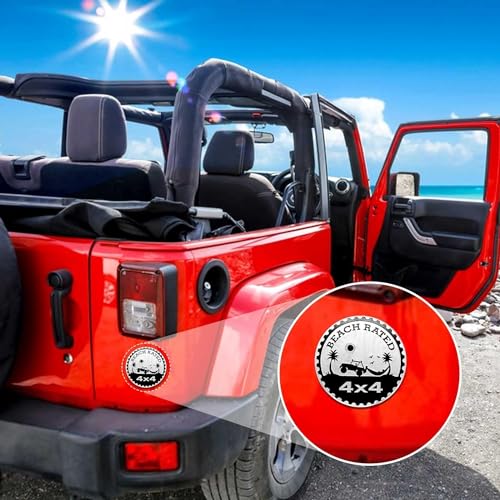 Image of Beach Badge Rated Car Emblem, 4 x 4 Metal Automotive Badge 3D Metal Car Emblems Round Emblem Decals Car Badge Decals Stickers Compatible with Jeep Wrangler Vehicles Trucks SUV Accessories(ZS072)