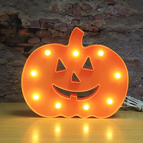 Vicila Pumpkin Marquee Sign Halloween Lights, Orange Led Night Lights Table & Wall Lamp For Bedroom, Kids' Room, Nursery Room cover