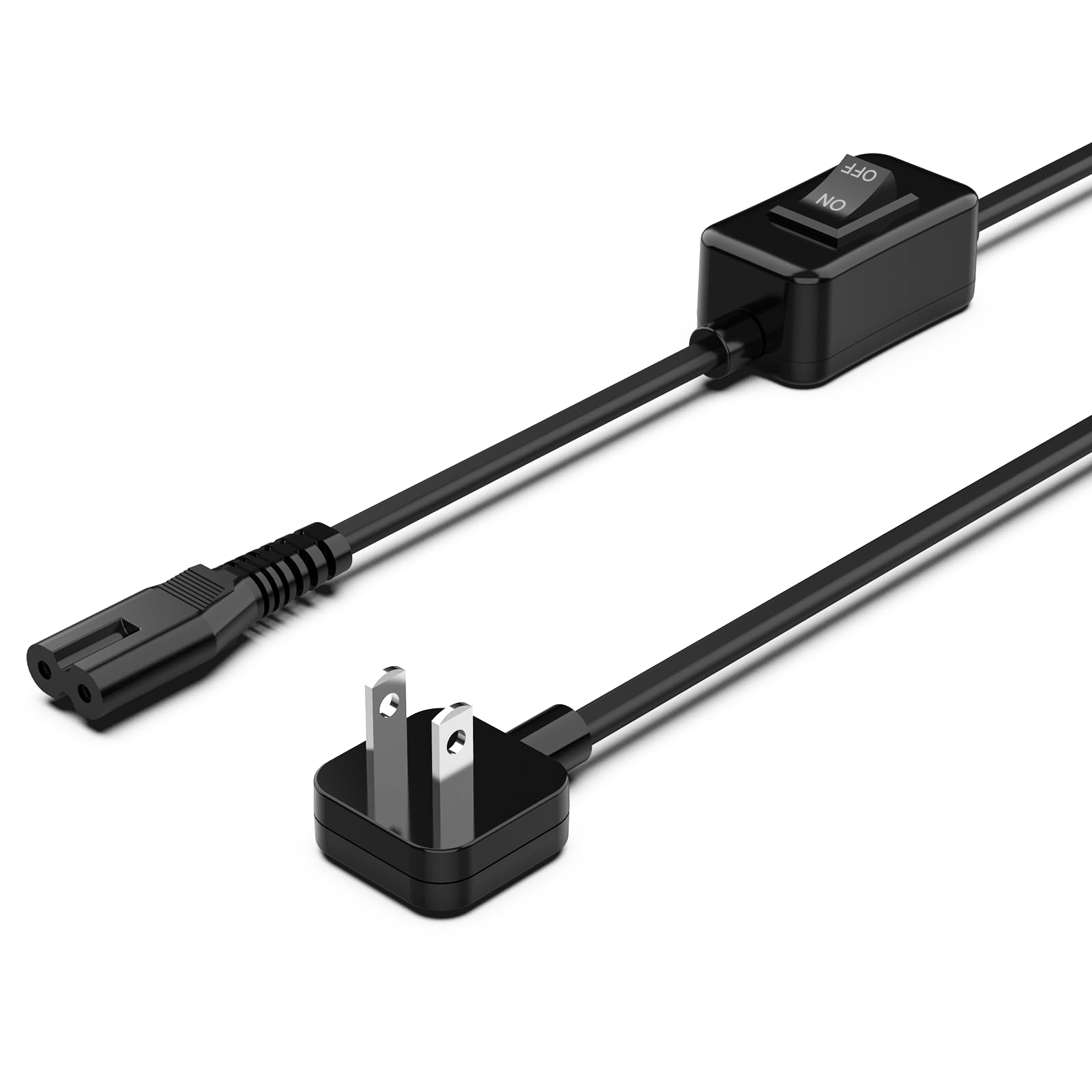 Upgrated 5ft Power Cord Flat Plug with on/Off Switch, Figure 8 AC Cable Power Supply Replacement 2 Prong for Anker, Baseus, Ugreen, Upoy, Creative Design, MSTJRY Charger and More