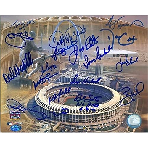 Autograph Warehouse 443134 8 x 10 in. Busch Stadium Autographed by 18 St.Louis Cardinals Legends Size No.1 Photo Frame