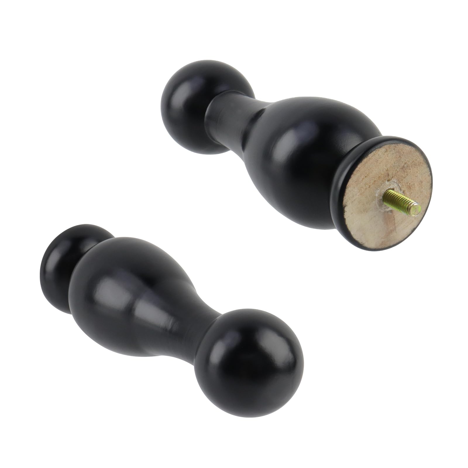 Dnyta Lot de 2 embouts de tringle à rideaux décoratifs en bois pour escaliers, tringles à rideaux, loisirs créatifs (noir, 19 cm x 6,30 cm)