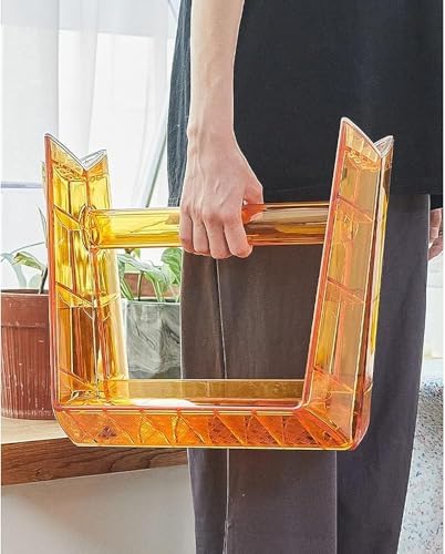 Acrylic Folding Step Ladder - Foldable Stool for Indoor/Outdoor Use - Space Saving Transparent Chair for Kitchen and Library