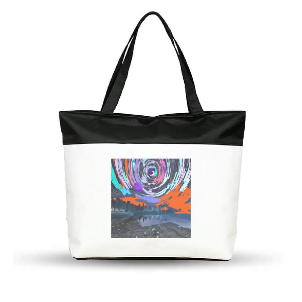 Arctic Sky Scene Star Astrology Cotton Canvas Tote Bag Grocery Shopping