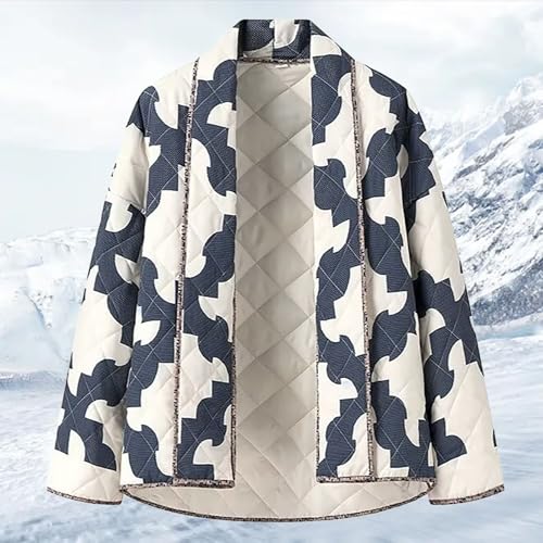 Women Lightweight Quilted Jacket Fall Winter Warm Cardigan Print Patchwork Open Front Coat Outwear Casual Streetwear2