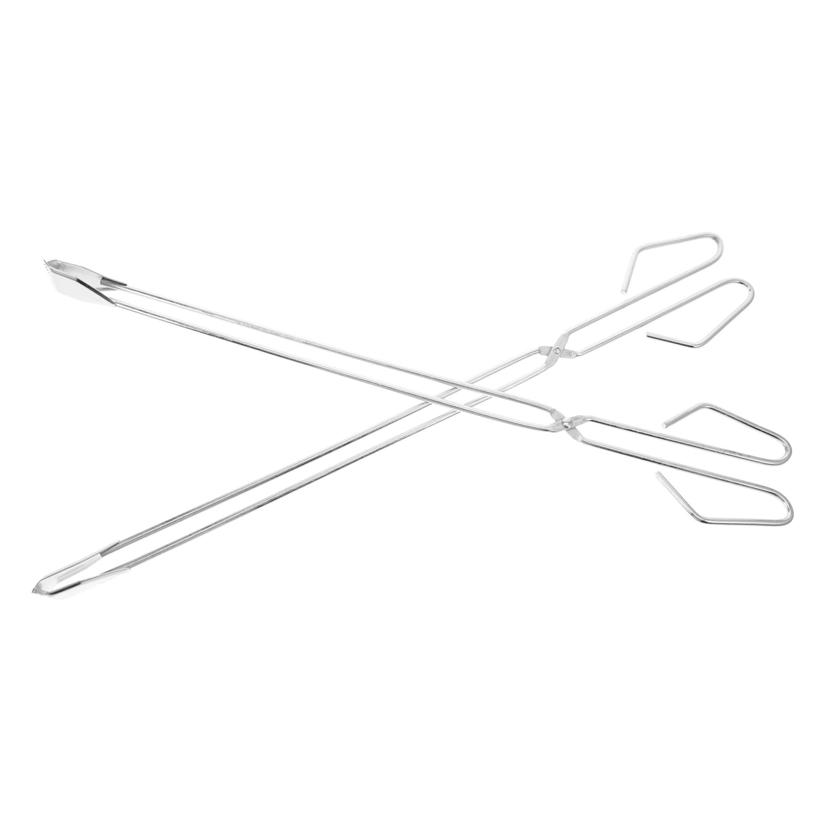 OUNONA 2stücke Edelstahl Müllzange Scherenform Greifwerkzeug Leicht Langlebig Für Grill Bbq Camping Und Outdoor Müllaufnahme Sichere Handhabung Bei Kleinem Abfall Tragbar