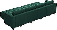 Vista 9 de Belffin Sofá cama modular de terciopelo con otomanas, reversible, moderno, con asientos de almacenamiento, color verde