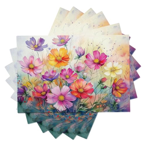 Sets de table de aquarelle fleurs glamour lot de 6 pièces de table - 2