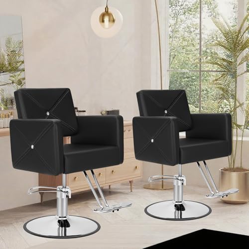 AWEPOPI Salon Styling Chair, Heavy-Duty Hydraulic Salon Chair with Wide Seat, 360° Swivel, Premium Cushion & Sleek Design for Hair Stylists, Barbershops & Beauty Spas