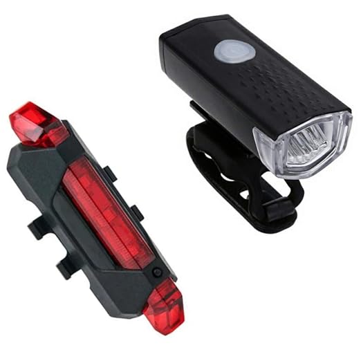 Gadget Deals Combo of Rechargeable Head Cycle Light and Cycle Tail Light Cycle Light led for Bicycle, Plastci, Multicolour