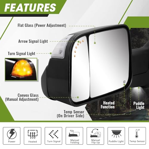 Image of Tow Mirrors for 2009-2018 Ram 1500, 2010-2018 Ram 2500 3500