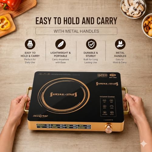 Image of SURYA K-STAR SOLD BY TOSAA INFRARED COOKTOP| 2500W | Touch Control, Insect Proof Design, Multi Cooking Function