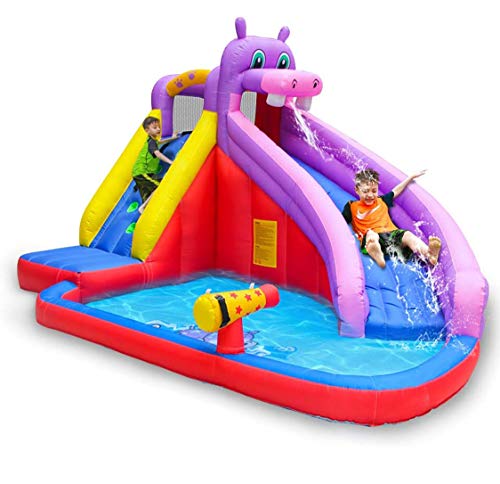 TTOP Inflatable Bounce House, Kids Castle Jumping Bouncer with Heavy Duty Blower Water Slide Outdoor Party Water Play House Playground Sets for Backyards,A Style
