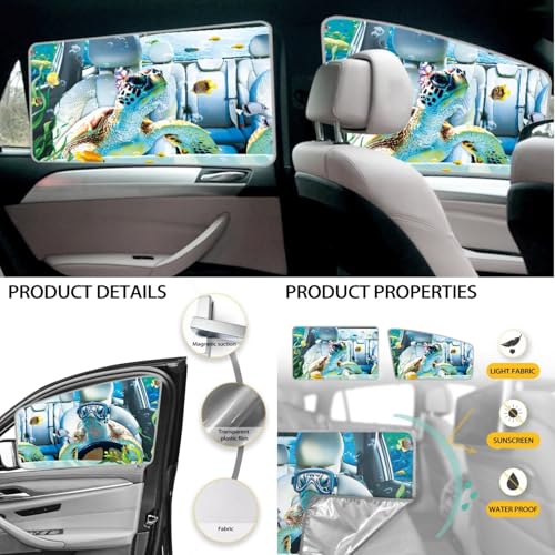 Image of Driving Turtle 6 Pack Car Windshield Sun Shade for Kids Side Window Curtain Protector Reflect UV Sun and Heat Easy Installation for Most Sedan Automotive Interior Accessories