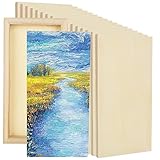 Unfinished Wood Canvas Boards for Painting - Blank Square Cradled Panels for Mixed-Media Craft & Art Supply - Acrylics (12x6 in - 8 PCS)