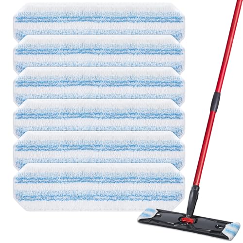 6 Pack H2prO Mop Pads Compatible with O Ceda H2PrO Flat Mop System 100% Microfiber Mop Head Replacements Washable and Reusable for H2prO Mop Refills White