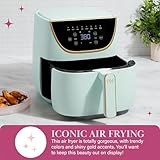Paris Hilton Air Fryer, Large 6-Quart Capacity, Nonstick Made without PFAS, Touchscreen Display, 8-in-1 (Air Fry, Roast, Broil, Bake, Reheat, Keep Warm, Pizza, Dehydrate), Dishwasher Safe, Aqua