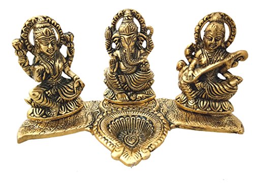 Trendy Crafts laxmi Ganesh Saraswati Idol - dekorative Platte mit Diya antike gläserne Set für Worship, Geschenk- und wohnkultur