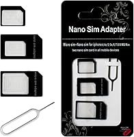 Vista 1 de Adaptadores de tarjeta SIM, kit de convertidor SIM 4 en 1 nano/micro/estándar con pin de expulsión de bandeja para iPhone, teléfonos inteligentes