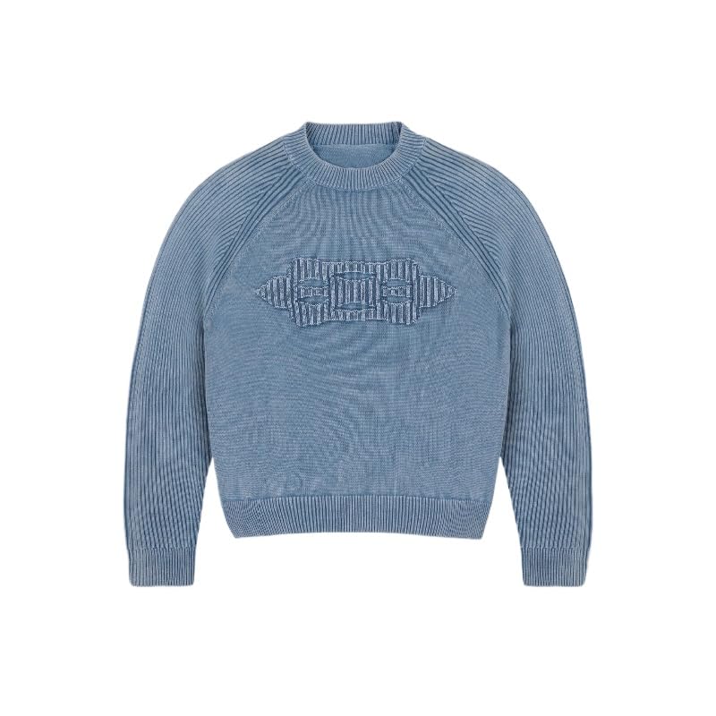 Men's Goth Sweaters Geometric Pattern Crew Neck Knit Pullover Vintage Y2K Knit Casual Pullover Unisex Sweaters