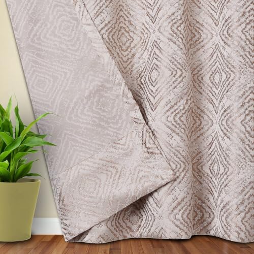 Image of Homestan Jacquard Woven Door Curtains 7 Feet Long Set of 1 for Home Decor (7 X 4 Feet, Light Brown)
