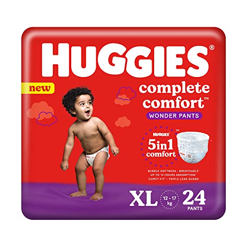 Image of Huggies Complete Comfort Wonder Pants Extra Large (XL) Size Baby Diaper Pants, 24 count & Mamaearth Natural Repellent Mosquito Patches For Babies with 12 Hour Protection,White,Pack of 1