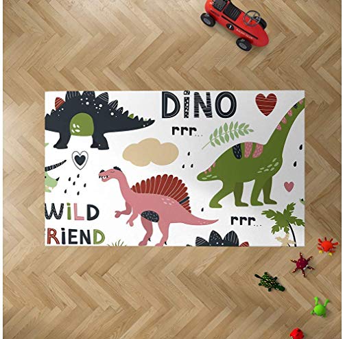 Oedim Kindisch Ausserirdisch Dinosaurier Teppichboden PVC Zimmer | 95 cm x 95 cm | PVC Teppich |...